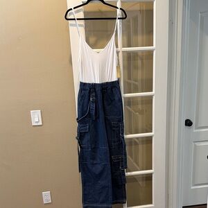 Stylish White and Blue Jumpsuit